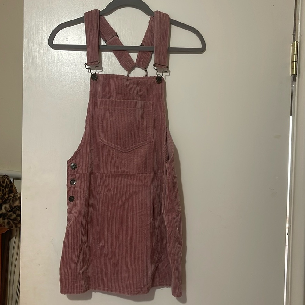Pacsun Pink Corduroy Overall Jumper Mini Dress Size xs